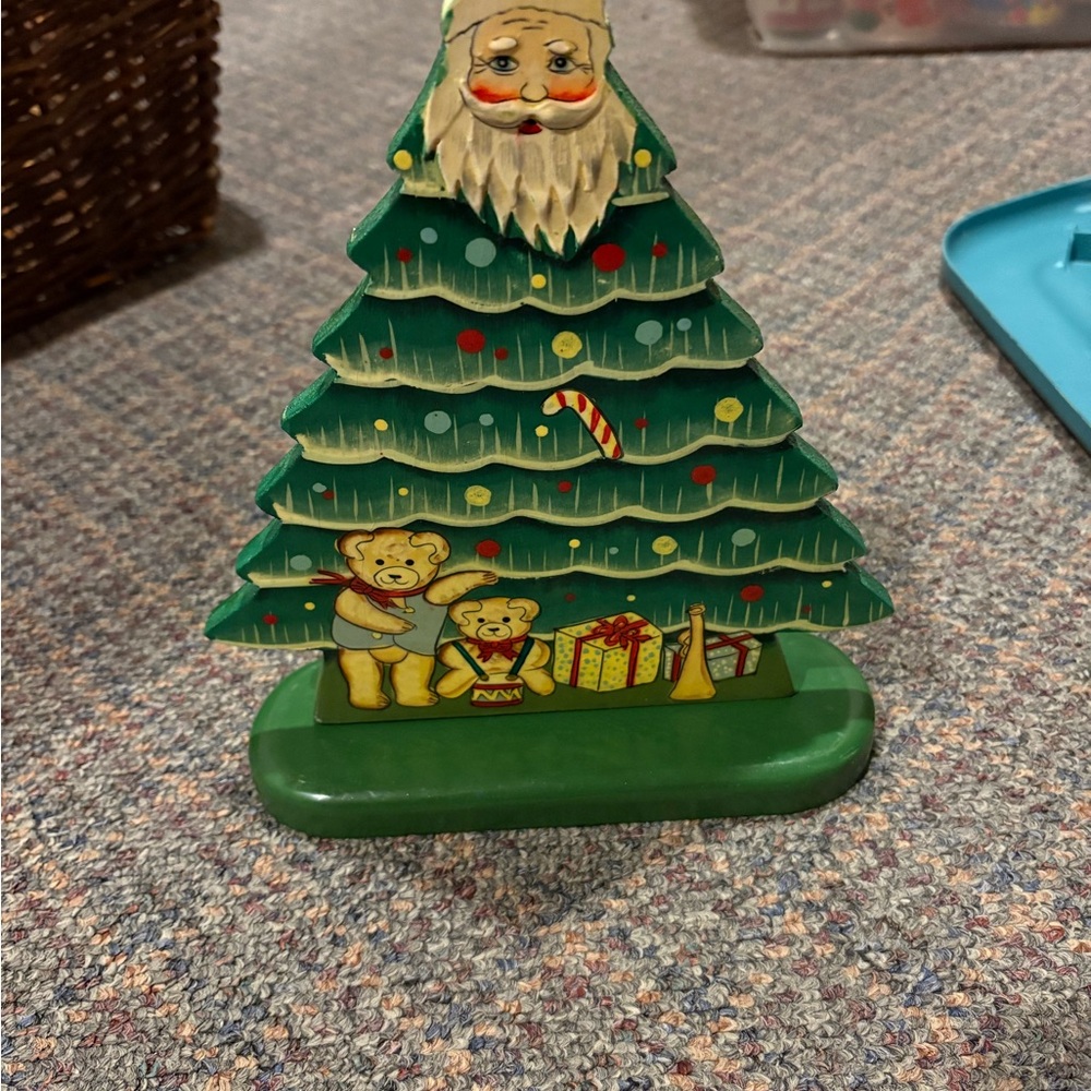 Vintage Wooden Christmas Tree Decor